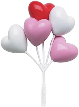 Heart Balloon Cluster Cake Topper - Red, White, and Pink