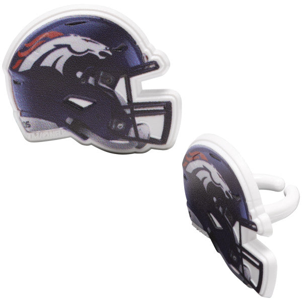 NFL  Broncos Helmet Cupcake Rings, 6 pack