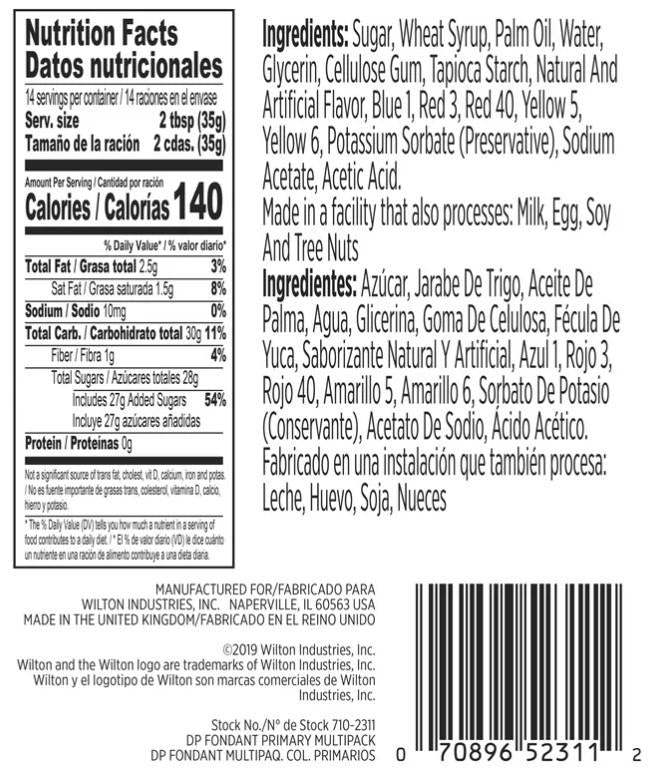 Wilton Decorator Preferred Primary Colors Fondant, 4-Pack Fondant