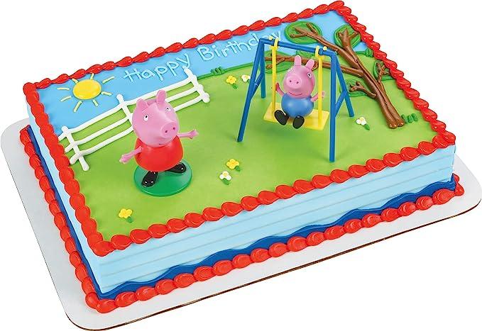 Decopac Peppa Pig Swing Set DecoSet Cake Decoration Topper Pink, 3.2" x 1.8"