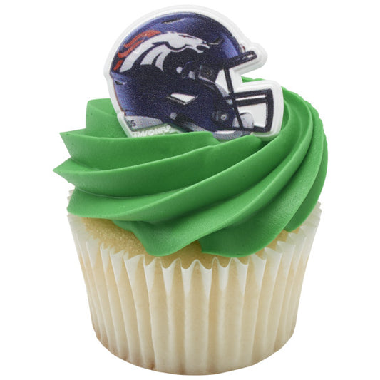 NFL  Broncos Helmet Cupcake Rings, 6 pack