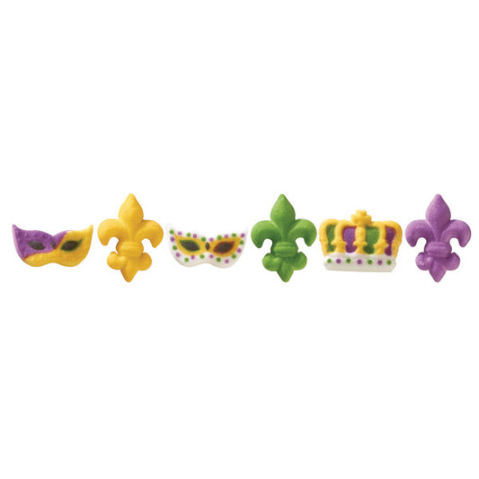 Mardi Gras Party Sugar Candy. 6pc