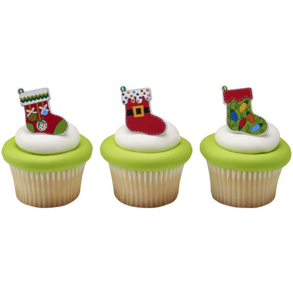 Festive Stockings Cupcake Rings, 6 pack