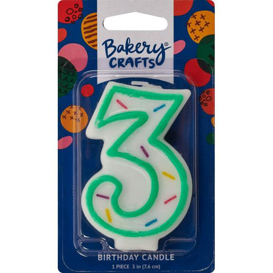 3 Green Sprinkle Numeral Candle