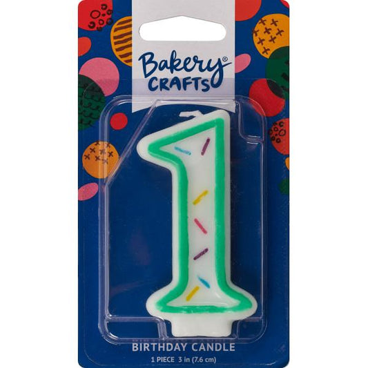 1 Green Sprinkle Numeral Candles