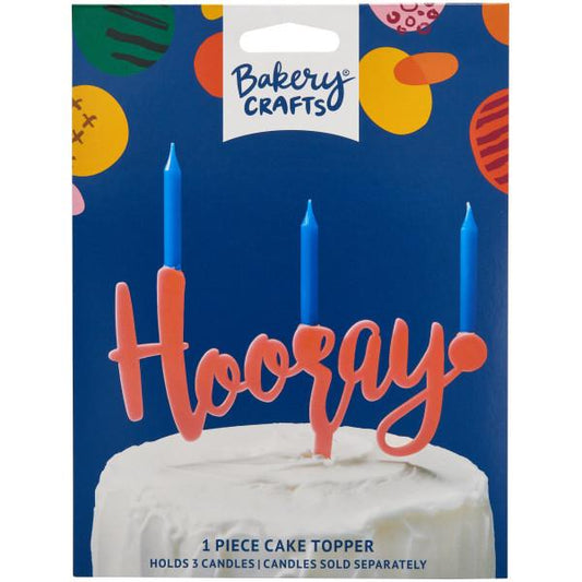 "Hooray!" Birthday Topper Candle Holder - Orange