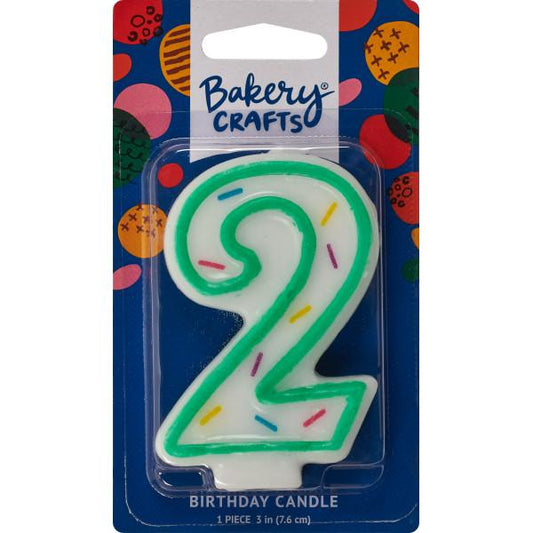 2 Green Sprinkle Numeral Candle