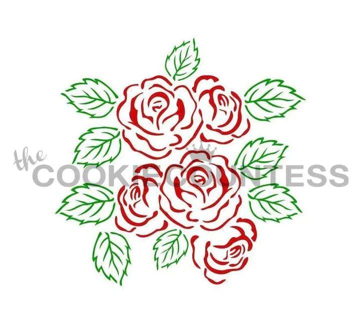 Rose and leaf 2pc Stencil