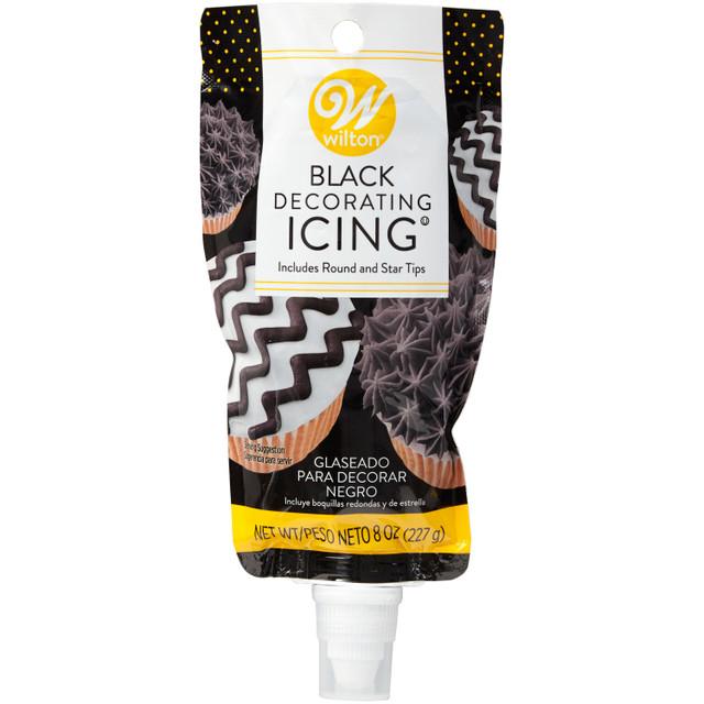 Black Decorating Icing Pouch with Star and Round Tips, 8 oz.