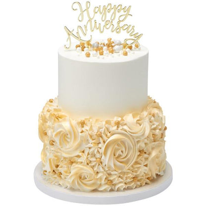 Happy Anniversary Cake Topper - Gold