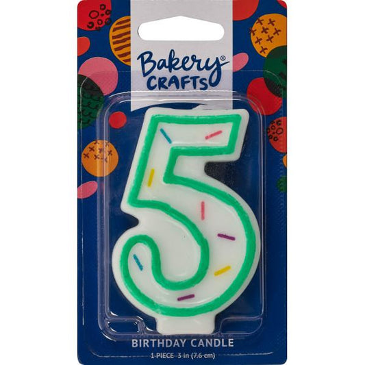 5 Green Sprinkle Numeral Candle