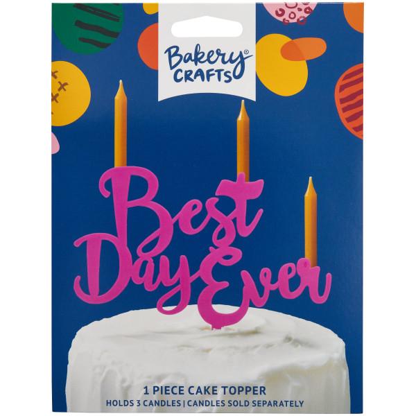 Best Day Ever Plastic Candle Holder - Pink