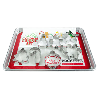 Holiday Cookie Cutters, Silicone Mat and Baking Sheet