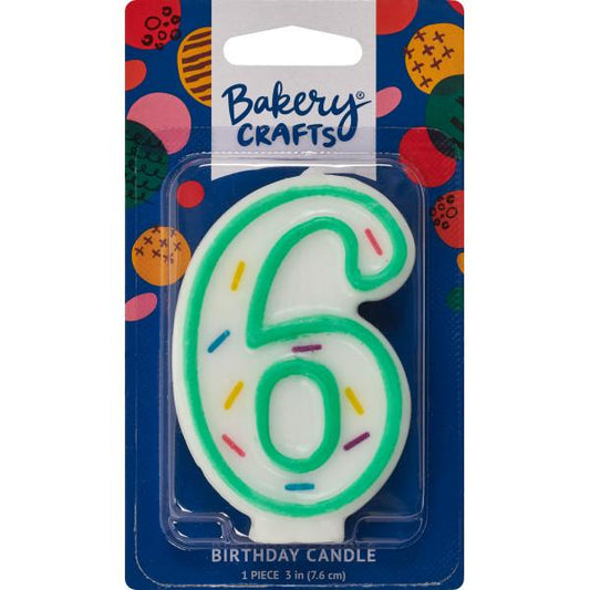 6 Green Sprinkle Numeral Candle