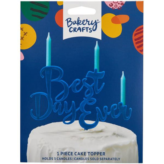 Best Day Ever Plastic Candle Holder - Blue