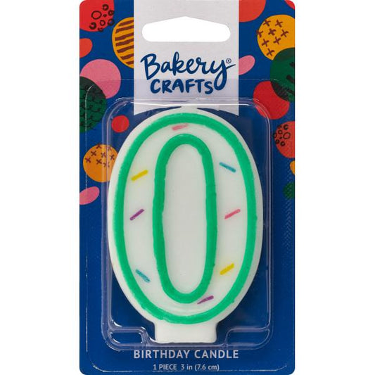 0 Green Sprinkle Numeral Candle
