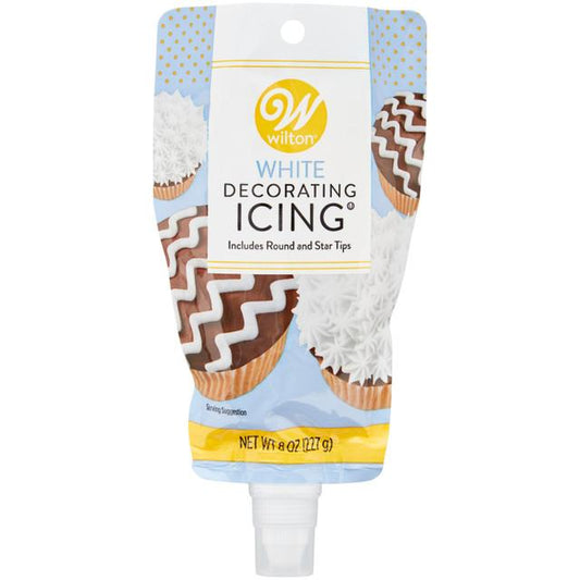 White Decorating Icing Pouch with Tips, 8 oz.