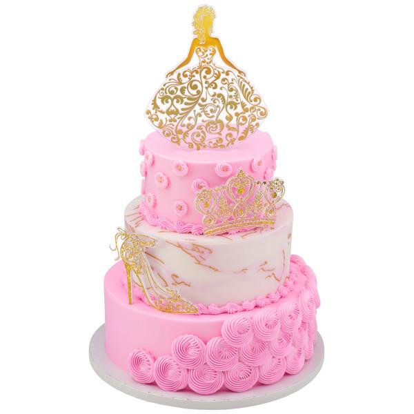 Gold Quinceañera Cake Kit