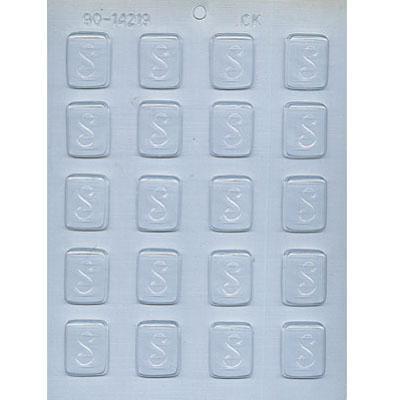 Initial S Mint Chocolate Mold, 1 1/4"