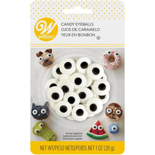 Large Edible Black and White Candy Eyeball Sprinkles, 1 oz.