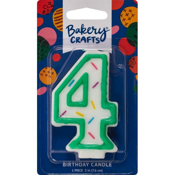 4 Green Sprinkle Numeral Candle