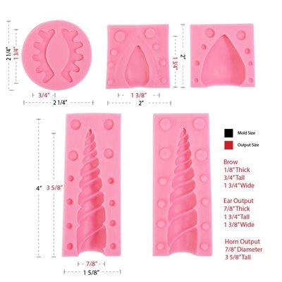 3D Unicorn Horn, Ear & Eye Mold