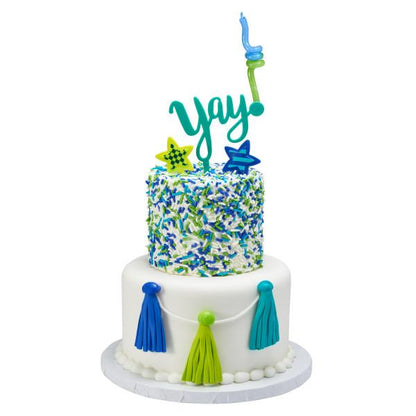 "YAY" Candle Holder Topper - Teal