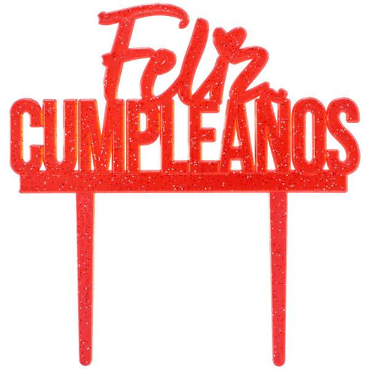 Feliz Cumpleanos Topper Red